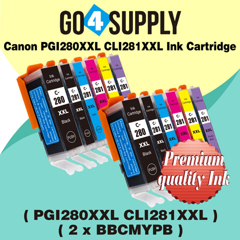Compatible Included Photo Blue Set Canon PGI280 PGI280XXL PGI-280XXL CLI281 CLI281XXL CLI-281XXL Ink Cartridge PGI280XL PGI-280XL CLI281XL CLI-281XL Used for PIXMA TS8120/TS8220/TS8320/TS9120 Printers