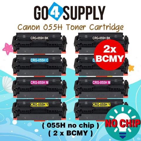 Compatible (High-Yield Page) CANON CRG055H (BCMY, NO CHIP) Set Combo CRG-055H Toner Cartridge Used for Canon i-SENSYS MF741Cdw;  i-SENSYS MF745Cdw;  i-SENSYS MG743Cx