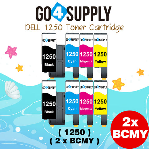 Compatible Dell BCMY Combo Set 1250/810WH/C5GC3/XMX5D/WM2JC Toner Cartridge Replacement for Dell 331-0778/ 331-0777/ 331-0780/ 331-0779 Used for 1250c 1350cnw 1355cn 1355cnw C1760nw C1765nf Printer