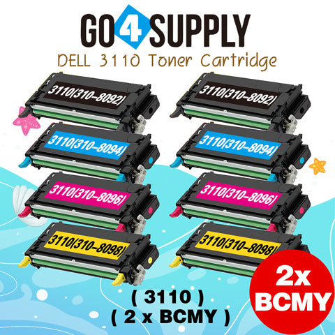 Compatible Combo Set Dell 310-8092 310-8094 310-8096 310-8098 (High Yield, 8000 Pages) Toner Cartridge Used for DELL 3115 3115cn 3110cn Printers