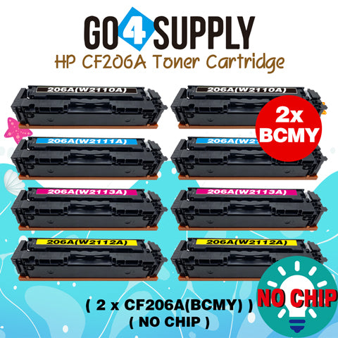 Compatible HP Set Combo (BCMY, NO CHIP) CF206A W2110A W2111A W2112A W2113A 206A Toner Cartridge Replacement for HP Color LaserJet Pro MFP M283fdw/M283fdn; M255dw/M255nw