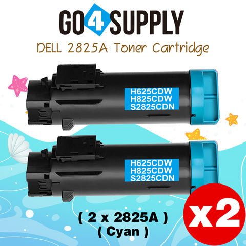 Compatible (2,500 Yield) Dell 2825 593-BBOX P3HJK Cyan Toner Cartridge Replacement for H825cdw H625cdw S2825cdn Printer