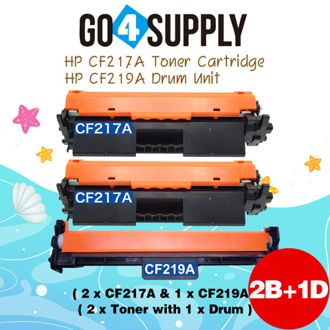 Compatible HP Combo Set CF217A 17A Toner Unit with CF219A 19A Drum Unit Replacement for Pro M102w/102a; Pro MFP M130a/130nw/130fn/130fw