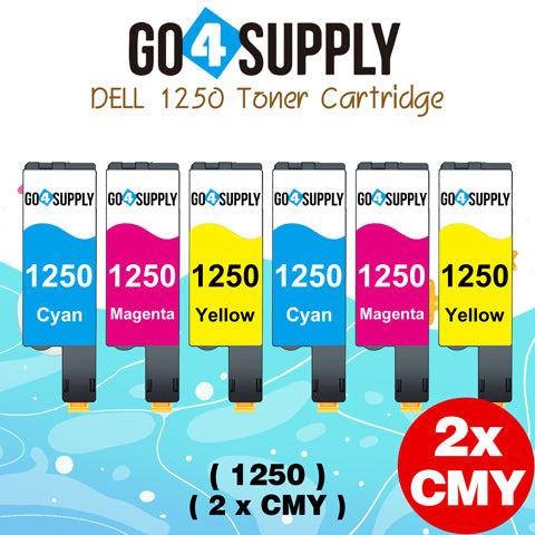 Compatible Dell BCMY Combo Set 1250/810WH/C5GC3/XMX5D/WM2JC Toner Cartridge Replacement for Dell 331-0778/ 331-0777/ 331-0780/ 331-0779 Used for 1250c 1350cnw 1355cn 1355cnw C1760nw C1765nf Printer