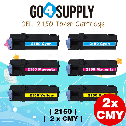 Compatible Dell 2150 set combo (BCMY) Black 331-0719 Cyan 331-0716 Magenta 331-0717 Yellow 331-0718 Toner Cartridge Replacement for 2150cdn 2155cn 2155cdn 2155 Laser Printer