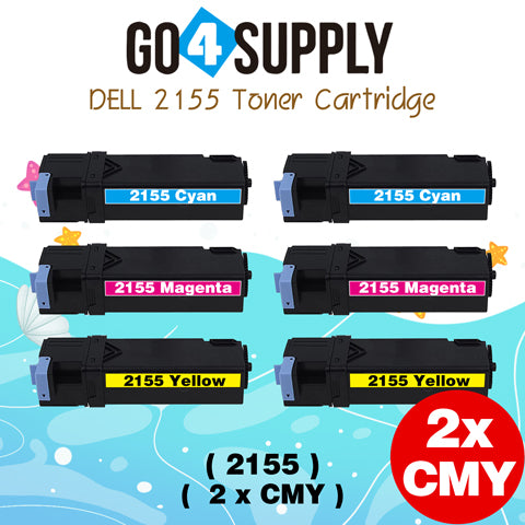 Compatible Dell 2155 Set Combo (BCMY) Toner Cartridge Replacement for 2150cn 2150cdn 2155cn 2155cdn Laser Printer