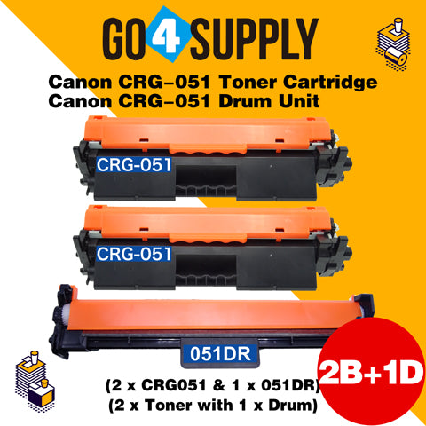Compatible (Toner + Drum) Canon CRG051 CRG-051 Cartridge 051 Black Toner Cartridge (2168C001) with Drum Unit (2170C001) Used for Canon ImageCLASS LBP162dw MF264dw MF267dw MF269dw Printer