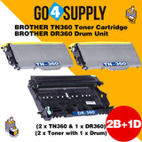 Compatible Kits Combo Brother TN360 TN-360 Toner Unit with DR360 DR-360 Drum Unit Used for Brother HL-2140/ 2150N/ 2170W; MFC-7440N/ 7840W Printer