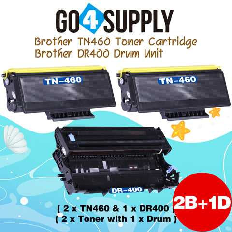 Compatible Combo Set (Drum + Toner) TN460 TN-460 Toner Cartridge with DR400 DR-400 Drum Unit Used for Brother HL1030/1230/1240/1250/1270n/1435/1440/1450; MFC1260/1270/2500/8300/9850 Printer