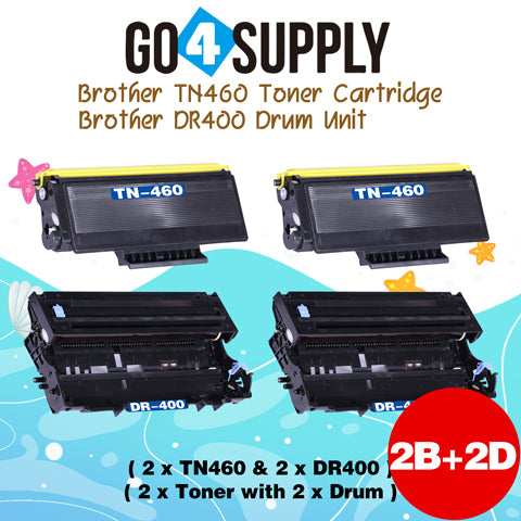 Compatible Combo Set (Drum + Toner) TN460 TN-460 Toner Cartridge with DR400 DR-400 Drum Unit Used for Brother HL1030/1230/1240/1250/1270n/1435/1440/1450; MFC1260/1270/2500/8300/9850 Printer