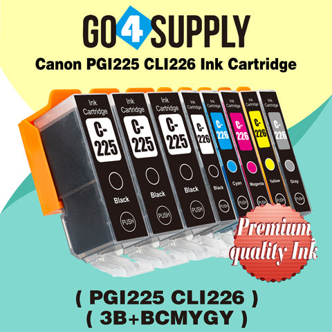 Compatible Included Grey Combo Canon 225/226 PGI225xl CLI226xl PGI-225xl CLI-226xl Ink Cartridge Used for Canon PIXMA MG7720, PIXMA TS8020/9020 Printers