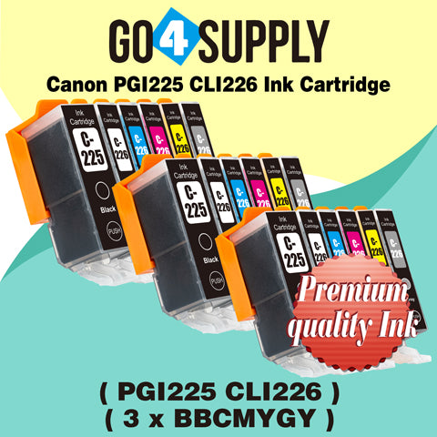 Compatible Included Grey Combo Canon 225/226 PGI225xl CLI226xl PGI-225xl CLI-226xl Ink Cartridge Used for Canon PIXMA MG7720, PIXMA TS8020/9020 Printers