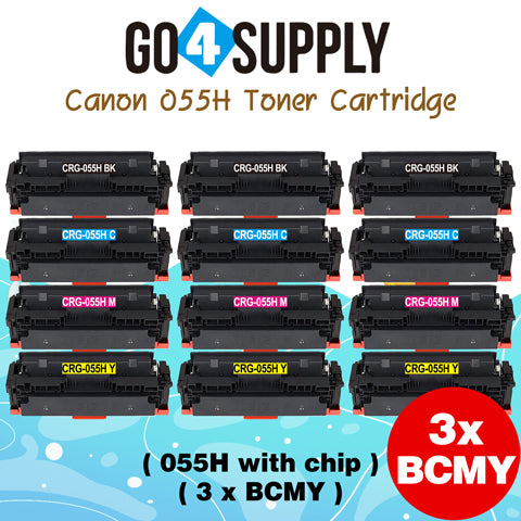 Compatible (High-Yield Page) CANON CRG055H (BCMY, WITH CHIP) Set Combo CRG-055H Toner Cartridge Used for Canon i-SENSYS MF741Cdw;  i-SENSYS MF745Cdw;  i-SENSYS MG743Cx