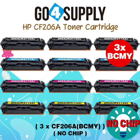 Compatible HP Set Combo (BCMY, NO CHIP) CF206A W2110A W2111A W2112A W2113A 206A Toner Cartridge Replacement for HP Color LaserJet Pro MFP M283fdw/M283fdn; M255dw/M255nw
