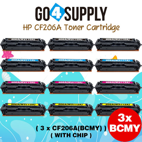 Compatible HP Set Combo (BCMY, WITH CHIP) CF206A W2110A W2111A W2112A W2113A 206A Toner Cartridge Replacement for HP Color LaserJet Pro MFP M283fdw/M283fdn; M255dw/M255nw