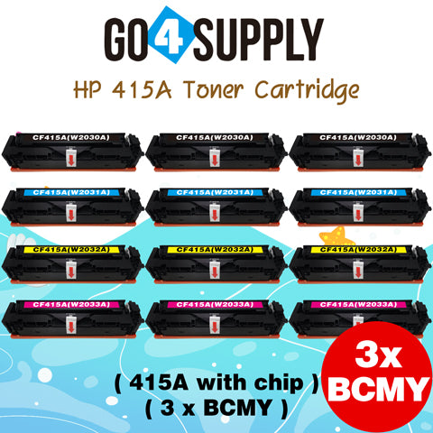 Compatible HP Set Combo W2030A W2031A W2032A W2033A CF415A (BCMY, WITH CHIP) Toner Cartridge Used for Color LaserJet Pro M454dn/M454dw; MFP M479dw/M479fdn/M479fdw/M454nw; Enterprise M455dn/MFP M480f; Color LaserJet Managed E45028