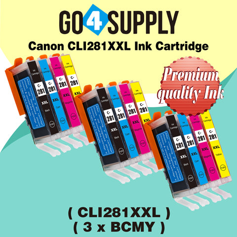 Compatible 4-Color Set (BCMY) Canon CLI281 CLI281XXL CLI-281XXL Ink Cartridge CLI281XL CLI-281XL Used for PIXMA TS702/TR7520/TR8520/TR8620/TS6120/TS6220/TS6320/TS8120/TS8220/TS8320/TS9120/TS9520/TS9521C Printers