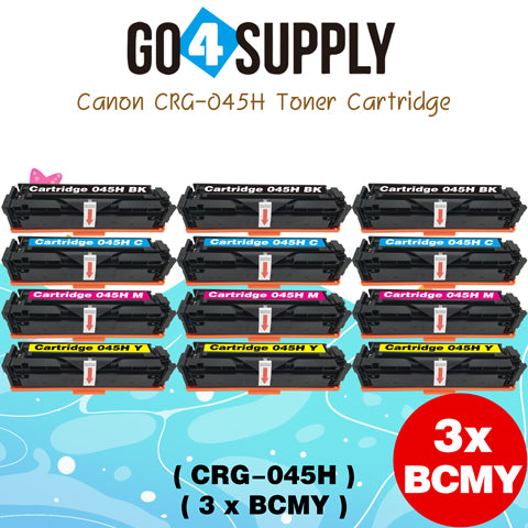 Compatible (High-Yield Page) CANON CRG-045H CRG045H (BCMY) Set Toner Cartridge Used for Color imageCLASS MF634Cdw/LBP612Cdw/MF632Cdw; i-SENSYS MF631Cn/633Cdw/635Cx/LBP611Cn/613Cdw