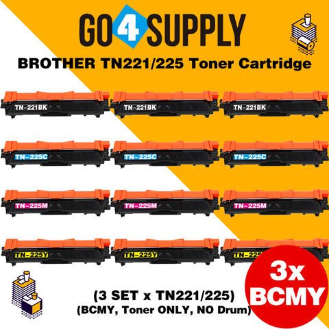 Compatible Set Combo Brother TN221 TN225 TN-221 TN-225 Toner Unit Used for Brother HL-3140CW/ HL-3142CW/ HL-3150CDW/ HL-3152CDW/ HL-3170CDW/ HL-3172CDW/ MFC-9130CW/ MFC-9140CDN/ MFC-9330CDW/ MFC-9340CDW; DCP-9020CDW Printer