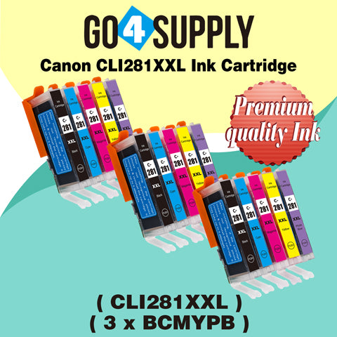 Compatible (WITHOUT Large Black) Included Photo Blue 5-Color Combo (BCMY+PB) Canon CLI281 CLI281XXL CLI-281XXL Ink Cartridge CLI281XL CLI-281XL Used for PIXMA TS8120/TS8220/TS8320/TS9120 Printers