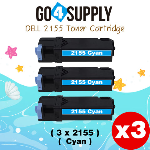 Compatible Dell 2155 Cyan Toner Cartridge Replacement for 2150cn 2150cdn 2155cn 2155cdn Printer
