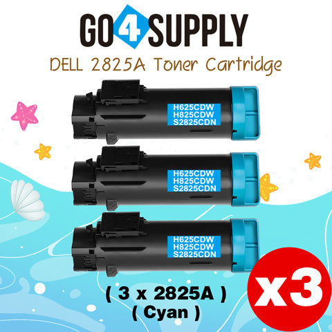 Compatible (2,500 Yield) Dell 2825 593-BBOX P3HJK Cyan Toner Cartridge Replacement for H825cdw H625cdw S2825cdn Printer