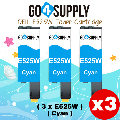 Compatible Dell 593-BBJU Cyan E525W E525 525w to use with E525w Wireless Color Printers