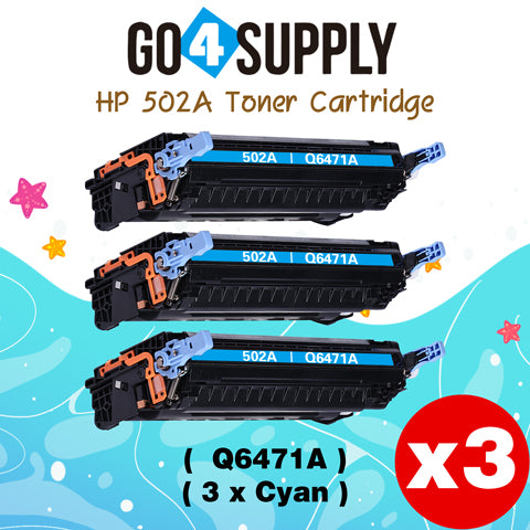 Compatible HP Cyan Q6471A 502A Q6470A Toner Cartridge to use for HP Color Laserjet CP3505 3505n 3505dn 3600 3600n 3600dtn 3800 Printers