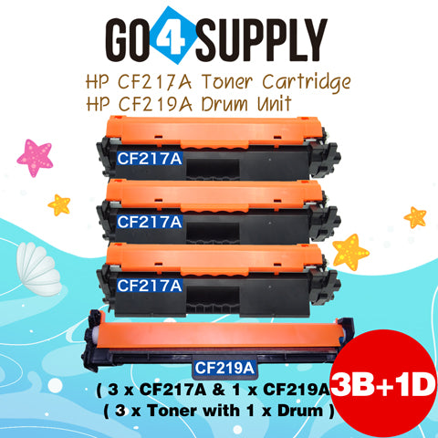 Compatible HP Combo Set CF217A 17A Toner Unit with CF219A 19A Drum Unit Replacement for Pro M102w/102a; Pro MFP M130a/130nw/130fn/130fw