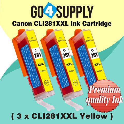 Compatible Yellow Canon CLI281 CLI281XXL CLI-281XXL Ink Cartridge CLI281XL CLI-281XL Used for PIXMA TS702/TR7520/TR8520/TR8620/TS6120/TS6220/TS6320/TS8120/TS8220/TS8320/TS9120/TS9520/TS9521C Printers