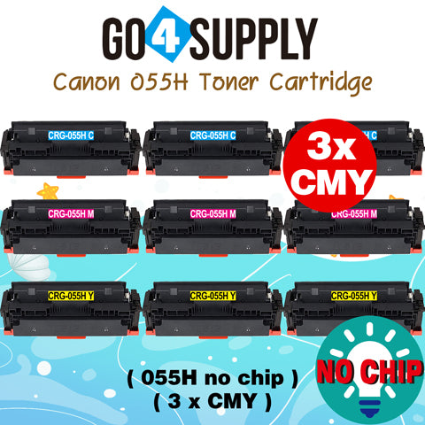 Compatible (High-Yield Page) CANON CRG055H (BCMY, NO CHIP) Set Combo CRG-055H Toner Cartridge Used for Canon i-SENSYS MF741Cdw;  i-SENSYS MF745Cdw;  i-SENSYS MG743Cx