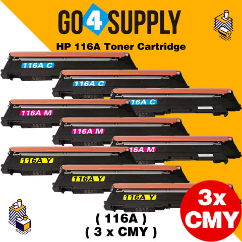 Compatible 3-Color Combo HP 116A W2061A W2062A W2063A Toner Cartridge Used for HP Color Laser MFP 179fnw/ 178nw; Color Laser 150a/ 150w/ 150nw Printer