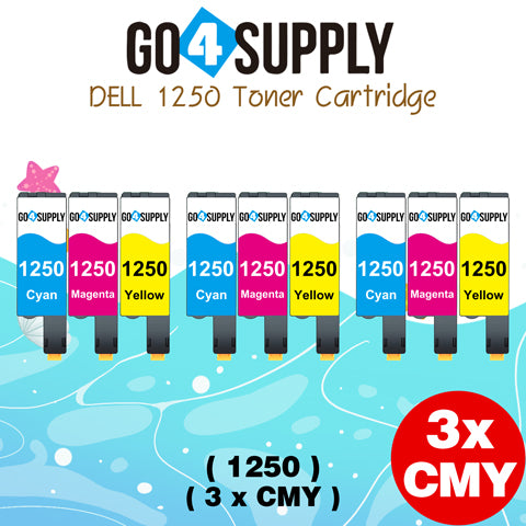 Compatible Dell BCMY Combo Set 1250/810WH/C5GC3/XMX5D/WM2JC Toner Cartridge Replacement for Dell 331-0778/ 331-0777/ 331-0780/ 331-0779 Used for 1250c 1350cnw 1355cn 1355cnw C1760nw C1765nf Printer