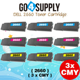 Compatible Dell 2660 set combo Black 593-BBBU 67H2T Cyan 593-BBBT TW3NN Magenta 593-BBBS V4TG6 Yellow 593-BBBR 2K1VC Toner Cartridge Replacement for C2660dn C2665dnf Laser Printer