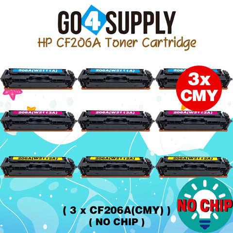 Compatible HP Set Combo (BCMY, NO CHIP) CF206A W2110A W2111A W2112A W2113A 206A Toner Cartridge Replacement for HP Color LaserJet Pro MFP M283fdw/M283fdn; M255dw/M255nw