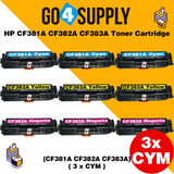 Compatible 3-Color Combo HP CF381A CF382A CF383A Toner Cartridge Used for HP Color laserJet Pro M476dn MFP/M476dw MFP/M476dnw MFP Printer