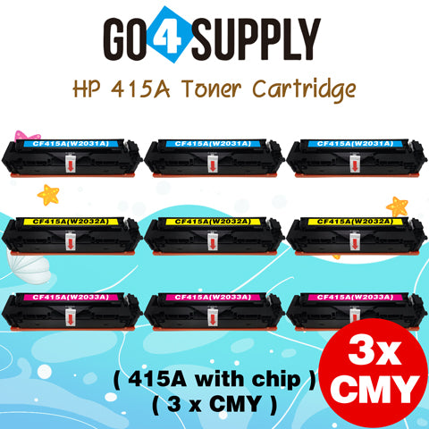 Compatible HP Set Combo W2030A W2031A W2032A W2033A CF415A (BCMY, WITH CHIP) Toner Cartridge Used for Color LaserJet Pro M454dn/M454dw; MFP M479dw/M479fdn/M479fdw/M454nw; Enterprise M455dn/MFP M480f; Color LaserJet Managed E45028