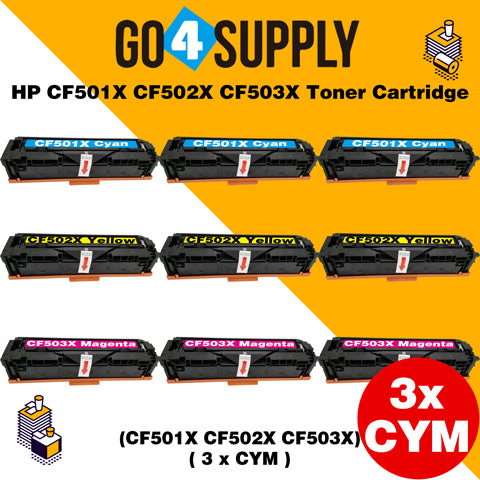 Compatible 3-Color Combo HP 500x CF500x CF501x CF502x CF503x 202x Toner Cartridge Used for HP Color LaserJet Pro M254/M254dw/254nw; MFP M281cdw/281fdn/281fdw/280/280nw Printer