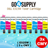 Compatible Combo Set Dell E525W 525 E525 525w to use with Dell E525W Color Laser Printer (Black 593-BBJX, Cyan 593-BBJU, Magenta 593-BBJV, Yellow 593-BBJW, 4-Pack)