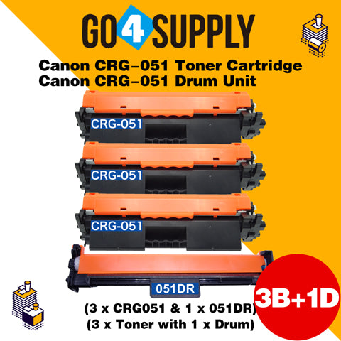 Compatible (Toner + Drum) Canon CRG051 CRG-051 Cartridge 051 Black Toner Cartridge (2168C001) with Drum Unit (2170C001) Used for Canon ImageCLASS LBP162dw MF264dw MF267dw MF269dw Printer
