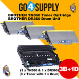 Compatible Kits Combo Brother TN360 TN-360 Toner Unit with DR360 DR-360 Drum Unit Used for Brother HL-2140/ 2150N/ 2170W; MFC-7440N/ 7840W Printer