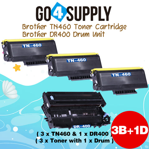 Compatible Combo Set (Drum + Toner) TN460 TN-460 Toner Cartridge with DR400 DR-400 Drum Unit Used for Brother HL1030/1230/1240/1250/1270n/1435/1440/1450; MFC1260/1270/2500/8300/9850 Printer