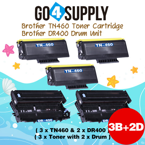 Compatible Combo Set (Drum + Toner) TN460 TN-460 Toner Cartridge with DR400 DR-400 Drum Unit Used for Brother HL1030/1230/1240/1250/1270n/1435/1440/1450; MFC1260/1270/2500/8300/9850 Printer