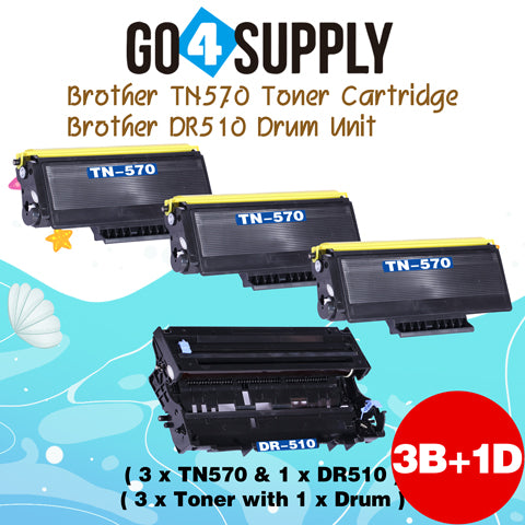Compatible Combo Set (Drum + Toner) TN570 TN-570 Toner Cartridge with DR510 DR-510 Drum Unit Used for Brother HL1030/1435/1230/1440/1240/1450/1250/1470n; MFC8500/8600/8700; DCP1200/1400 Printer