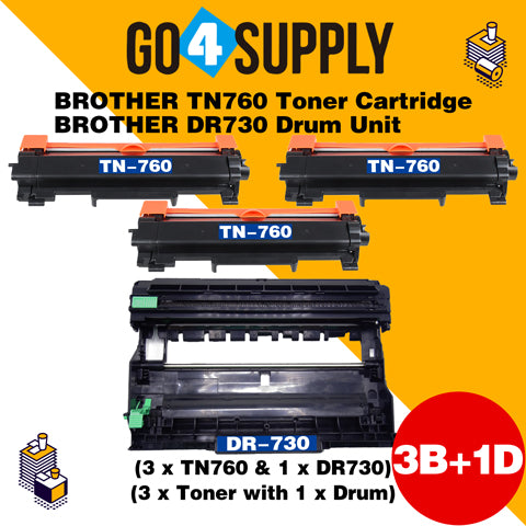 Compatible kits Combo Brother TN760 TN-760 Toner Unit with DR730 DR-730 Drum Unit Used for Brother DCP-L2550DW, HL-L2350DW, HL-L2370DW, HL-L2370DW XL, HL-L2390DW, HL-L2395DW, MFC-L2710DW, MFC-L2750DW, MFC-L2750DW XL Printer