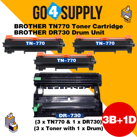 Compatible kits Combo Brother TN770 TN-770 Toner Unit with DR730 DR-730 Drum Unit Used for Brother HL-L2370DW, HL-L2370DW XL, MFC-L2750DW, MFC-L2750DW XL Printer