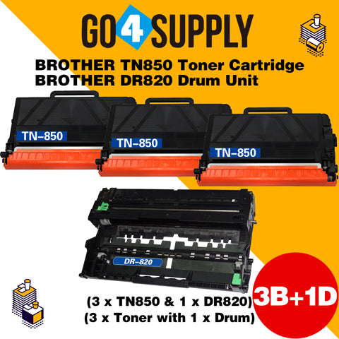 Compatible Kits Combo Brother TN850 TN-850 Toner Unit with DR820 DR-820 Drum Unit Used for DCP-L5500DN/L5600DN/L5650DN, HL-L5000D/L5100DN/L5200DW/L5200DWT/L6200DW/L6200DWT/L6250DW/L6300DW/L6400DW/L6400DWT Printer