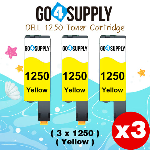 Compatible Yellow Dell 1250/WM2JC Toner Cartridge Replacement for Dell 331-0779 Used for 1250c 1350cnw 1355cn 1355cnw C1760nw C1765nf Printer