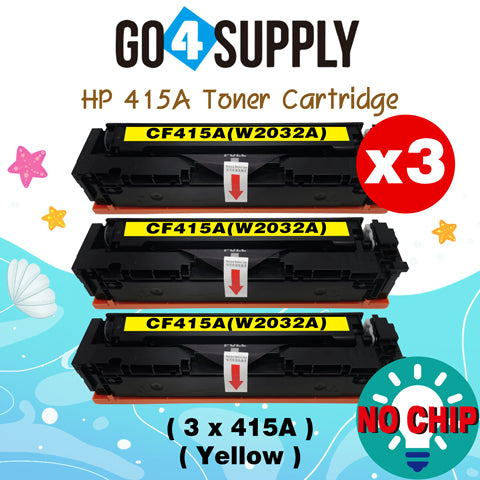 Compatible HP Yellow W2032A CF415A (NO CHIP) Toner Cartridge Used for Color LaserJet Pro M454dn/M454dw; MFP M479dw/M479fdn/M479fdw/M454nw; Enterprise M455dn/MFP M480f; Color LaserJet Managed E45028