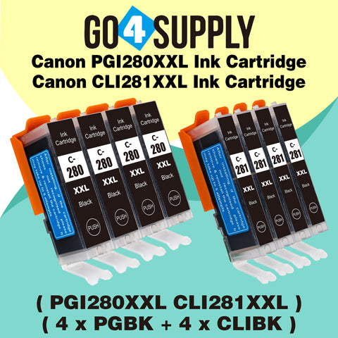 Compatible (PGBK+CLIBK) Canon PGI280 CLI281 Ink Cartridge Used for PIXMA TS702/TR7520/TR8520/TR8620/TS6120/TS6220/TS6320/TS8120/TS8220/TS8320/TS8322/TS9120/TS9520/TS9521C